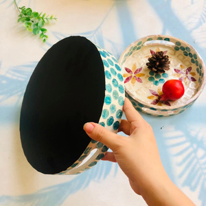 Bandeja Redonda de Nácar, Artesanal, para Servir Té, Decoración, Regalo - Product Image 3