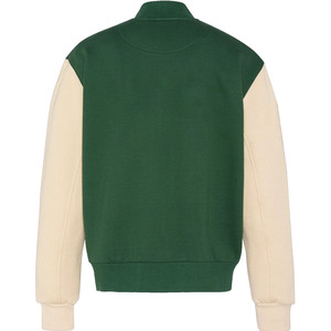 Chaqueta Varsity Verde Crema para Hombre con Estampado de Letras, Cuello Camisero, Ropa Casual de Otoño - Product Image 3