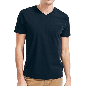 Camiseta de Cuello en V para Hombre, 100% Algodón, Transpirable, Ligera, Ecológica, Manga Corta, Corte Regular, Personalizable, Color Sólido, Verano - Product Image 3