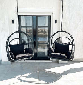Rattan <b>hanging</b> chair set patio <b>garden</b> furniture egg shaped pod handcrafted moon swing chairs - Product Image 6