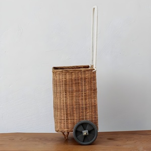 Sacs à roulettes en rotin pour filles, valise écologique, panier à roulettes pour enfant, prix bas - Product Image 2
