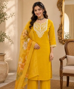 Ensemble haut et bas brodés avec dupatta, vêtements ethniques pour femmes, prêt-à-porter pour les fêtes, style Inde Pakistan 86045 SAHAJANAND- SI:-395 - Product Image 3