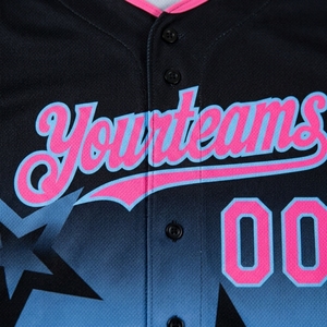 Camiseta de Béisbol Sublimada Personalizada con Nombre y Número, Estrellas Rosas y Azules, Uniforme Unisex para Adultos de Manga Corta, Transpirable, de Poliéster - Product Image 6