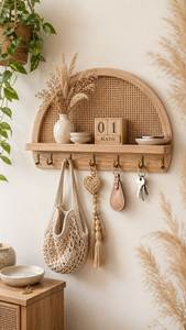 Vintage Style Wooden <b>Key</b> Holder <b>Wall</b> Organizer with Strong <b>Hooks</b> <b>for</b> <b>Keys</b> Mail Accessories and Home Decoration - Product Image 3