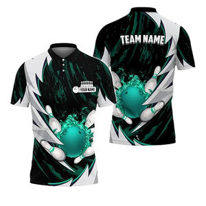 Factory Customized Sublimation Printed Men's for Shirt Blank Short Sleeve Polyester High Quality Quick Dry Golf <b>Bowling</b> - Product Image 3