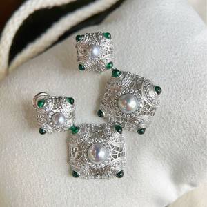 Pendientes de Perlas de Agua Dulce Rectangulares Vintage de 11-12 mm, Elegantes, de Plata S925 para Mujer - Product Image 1