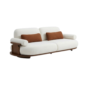 Modern Upholstered <b>Sofa</b> Solid <b>Wood</b> <b>Frame</b> Brown Cushion Living Room Lounge Furniture for Hotel Apartment Villa Interior - Product Image 1