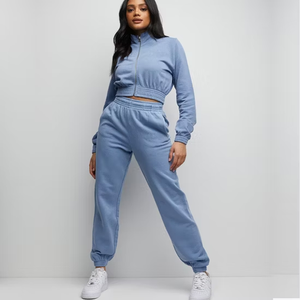 Combinaison en molleton pour femme, taille haute, manches longues, col, coupe ample, couleur unie, décontractée, tricotée, respirante, longueur intégrale, automne - Product Image 5