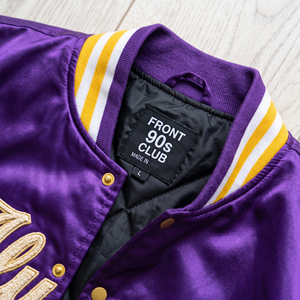 Customized Satin Bomber Jacket Football Satin Embroidery Satin Jackets Men Crew Neck Long Sleeve Baseball Satin Jacket Coat - Product Image 3