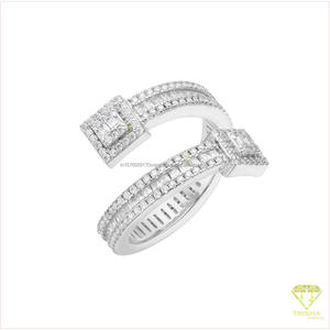 Anillo Abierto de Lujo de Plata 925 con Diamantes Cultivados en Laboratorio, Estilo Iced, Joyería de Moda para Compradores Mayoristas - Product Image 2