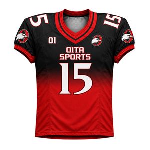 Camiseta de Fútbol Americano Negra y Roja Personalizada, Camiseta de Fútbol de Equipo, Ropa Deportiva Transpirable de Secado Rápido, Fábrica OEM - Product Image 1