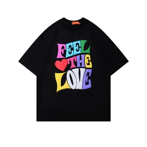 T-shirts pour hommes à manches courtes, style streetwear décontracté, 100% coton, épaules tombantes, logo personnalisé, impression en relief surdimensionnée, t-shirt unisexe - Product Image 1