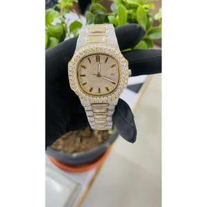 Reloj de Diamantes Naturales Blancos con Corte Brillante, Esfera Analógica, Reloj de Lujo con Envío Gratuito desde India - Product Image 4