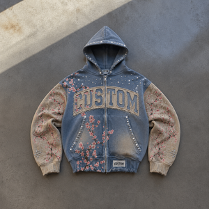 Vintage Washed Pullover Hoodie Men Oversized Streetwear Distressed Applique Heavyweight Cotton Casual <b>Hooded</b> Jacket <b>Fleece</b> - Product Image 6