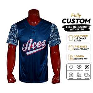 Camiseta de Béisbol Sublimada Personalizada Aces Unisex de Manga Corta, Absorbente de Humedad, Antibacteriana, Cuello en V, Ropa Deportiva de Poliéster para Equipo - Product Image 1