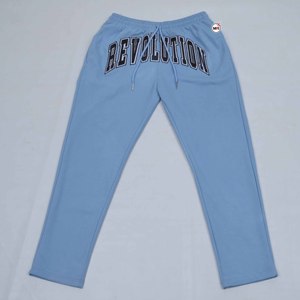Light Blue Hooded Tracksuit Full Sleeve Solid Color Casual Winter Wear Regular Fit Side Pockets Drawstring Closure Windproof - Product Image 6