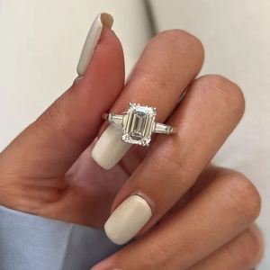 2.5 CT <b>Emerald</b> Cut Lab Grown Diamond Three Stone Engagement <b>Ring</b> 14K Gold IGI Certified Luxury Bridal Wedding <b>Ring</b> for Women - Product Image 1