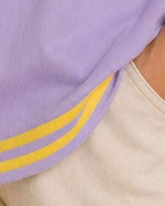 Customized Lavender Womens Oversized T Shirt Casual Loose Fit Cotton Summer Tee Contrast Trim Short Sleeve Streetwear <b>Top</b> - Product Image 5