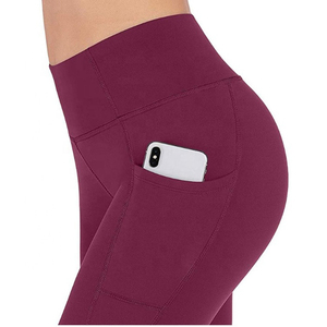 Women Workout Fitness Gym Running High Waist Soft Seamless Lightweight Quick Dry Breathable <b>Leggings</b> Yoga Capri Pants <b>Pockets</b> - Product Image 4