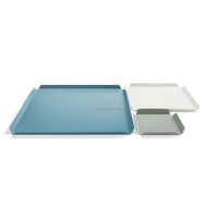 Plateau carré moderne de luxe en acier inoxydable, nouvelle arrivée, design personnalisable, émaillé, revêtement en poudre, écologique, compatible lave-vaisselle, vente en gros