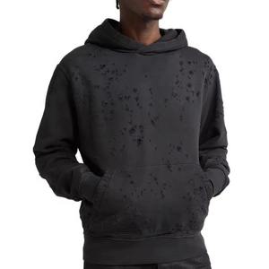 Sweat à capuche oversize zippé pour homme, style streetwear hiver, en polyester/coton respirant et à séchage rapide, noir - Product Image 4