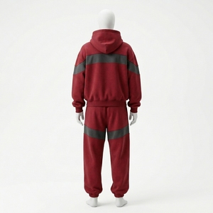 Ensemble de survêtement sport d'hiver 2-en-1 avec sweat à capuche zippé et pantalon de jogging, couleur contrastante, logo personnalisé - Product Image 2
