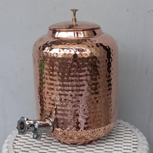 Dispensador de Agua de Cobre Puro 100% con Tapa Incluida, Recipiente para Almacenamiento de Agua Saludable y Orgánica, Ideal para Yoga y Meditaciones - Product Image 2