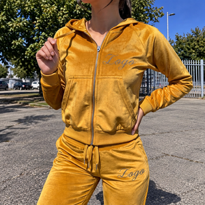 Custom 320 GSM Womens Velour Hoodie Cropped Fashion Europe <b>Y2K</b> Brands Private Label <b>Streetwear</b> Range - Product Image 6