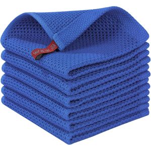Lot de 6 torchons de cuisine 100 % coton gaufré ultra doux, absorbants et à séchage rapide, 30 x 30 cm, motif Myrtille - Product Image 1