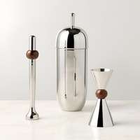 Nouvel ensemble d'outils de barman en métal avec shaker et plateau rotatif en acrylique poli miroir argenté de 20 pièces, personnalisable avec logo