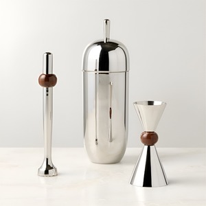 Nouvel ensemble d'outils de barman en métal avec shaker et plateau rotatif en acrylique poli miroir argenté de 20 pièces, personnalisable avec logo - Product Image 3