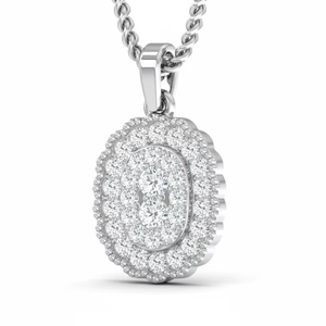 Pendentif halo « Ovale éternel » pour femme en or 14 carats et diamants naturels |   0,36 carats |   Bijoux fins de haute qualité, commandes en gros disponibles - Product Image 1