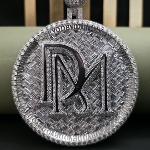 Number Bail <b>Pendant</b> VVS Moissanite Custom Letter Circle <b>Pendant</b> Fully Iced Out 925 <b>Silver</b> <b>Pendant</b> Hip Hop Custom <b>Initial</b> <b>Pendant</b> - Product Image 2