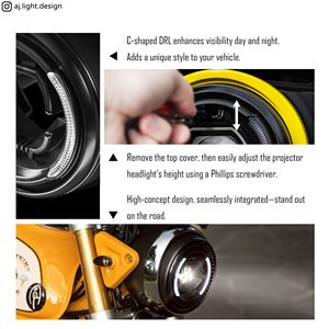 Nuevo Faro Delantero LED Universal AJ, Proyector Brillante de 35W, Luz Alta/Baja, Lente Ojo de Pez, para Motocicleta, con DRL, Calidad Taiwanesa - Product Image 5