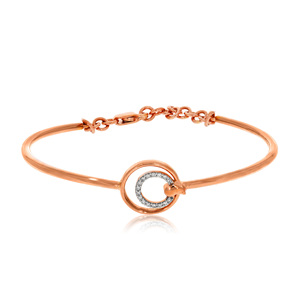 Bracelet moderne en or rose à motif cercle ouvert |   Bijoux fins ajustables avec pierres CZ étincelantes - Product Image 1