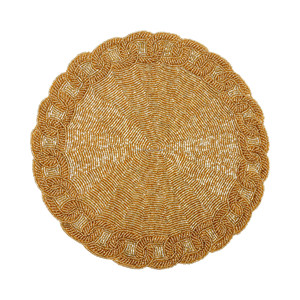 TOP QUALITY UNIQUE LEAF DESIGN HANDMADE GLASS <b>BEADED</b> TABLE <b>PLACEMATS</b> at WHOLESALE PRICE Embroidered - Product Image 1