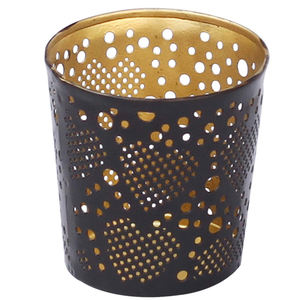 Black Glass Votive Candle <b>Holder</b> with Perforated Design Good Selling Metal Iron <b>Candlestick</b> <b>Holder</b> - Product Image 1