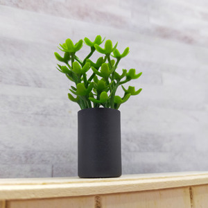 Accesorios para casa de muñecas en miniatura, maceta para plantas, maceta con hojas verdes, cilindro negro para decoración del hogar, decoración de paisajes para mayores de 14 años - Product Image 2