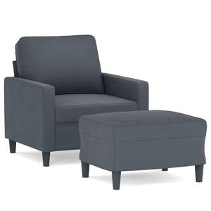 Sillón de terciopelo gris oscuro de 23,6 pulgadas con reposapiés para sala de estar - Product Image 2