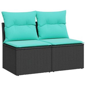 Conjunto de sofás modulares de jardín de 2 plazas en ratán sintético negro - Product Image 2