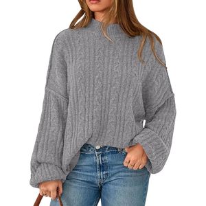 Pull à col montant noir personnalisé, de haute qualité, respirant, en tricot fin, à manches longues, uni, pour femmes, pulls oversize - Product Image 5