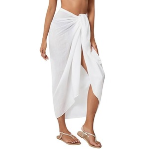 Sarong de plage pour femme, jupe de bain ajustable à nouer sur le côté, tenue de bain légère pour les vacances - Product Image 1