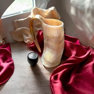 Taza de Cuerno de Búfalo Hecha a Mano, Ecológica, de Forma Natural, Pulida, Imitación Antigua, Decoración Coleccionable de Arte Moderno para Año Nuevo - Product Image 1