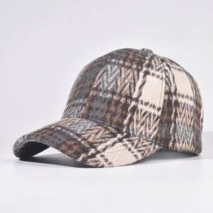 Gorra de Béisbol de Tweed a Cuadros, Gruesa, de 6 Paneles, a la Moda, para Mujer, Informal, Cálida, para Exteriores, Otoño-Invierno 2025 - Product Image 2