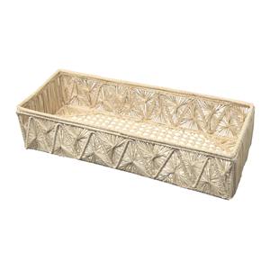 Plateau de rangement rectangulaire en rotin naturel tressé artisanal, décoratif, pour la cuisine, la salle de bain et la décoration des étagères - Product Image 1