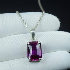 Pendentif de luxe en tourmaline rose taille émeraude, collier en pierre précieuse naturelle, fait main, cadeau pierre de naissance d'octobre - Product Image 4