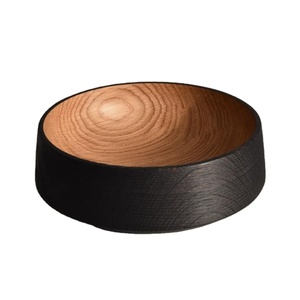 Cuenco de madera reutilizable Recubierto de negro Cuencos para servir con acabado natural Exhibición de ensaladas de frutas Apto para lavavajillas Cuencos para acampar al por mayor - Product Image 1