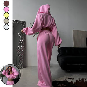 Conjunto Deportivo Casual de 2 Piezas para Mujer: Pantalones Jogger Anchos, Cortos, con Capucha, Forro, Cintura Ajustable, Resistentes al Viento y Transpirables - Product Image 3