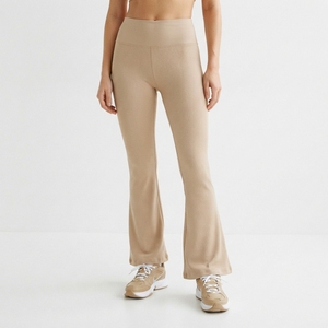 Custom Logo Fitness Activewear Ribbed Knit Yoga <b>Flared</b> <b>Leggings</b> Soft Gym Sports Pants - Product Image 5