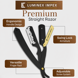 Navaja de Afeitar Recta Vintage Luminex Impex con Mango de Concha de Abulón y Acero al Carbono, Lista para Usar en Barberías y Salones - Product Image 4